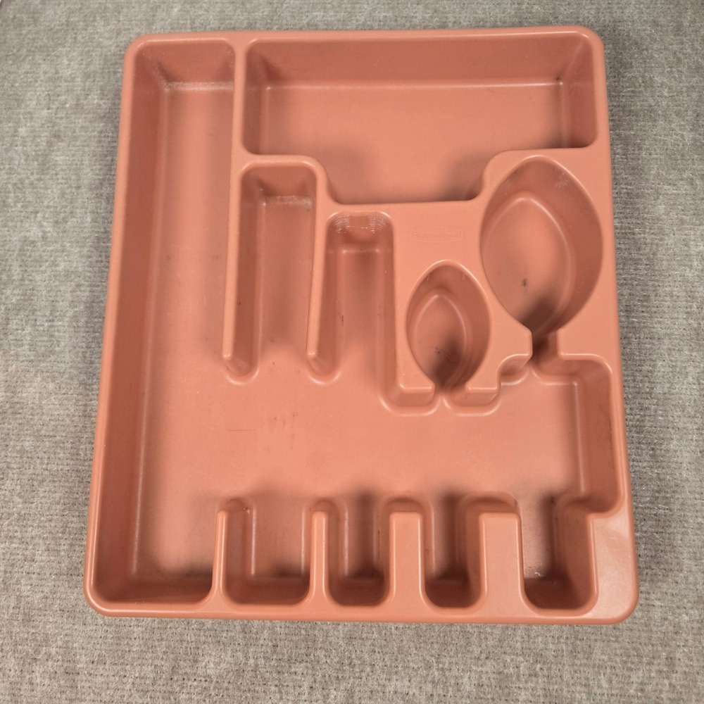 Vintage Rubbermaid Silverware Tray Dusty Rose Pink Plastic Drawer Organizer USA